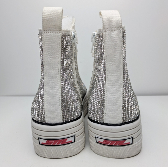Steve Madden Berker Rhinestones High Top Platform Side Zip Women's Size 10 - Picture 5 of 8